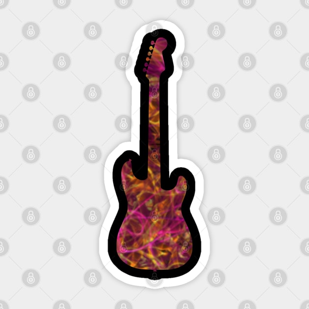 Pink on Yellow Flame Guitar Silhouette Sticker by gkillerb